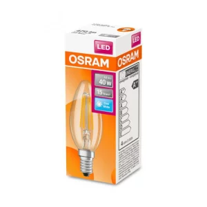 BEC LED Osram, soclu E14, putere 4W, forma lumanare, lumina alb naturala, alimentare 220 - 240 V, &quot;000004058075114937&quot; (timbru verde 0.45 lei)