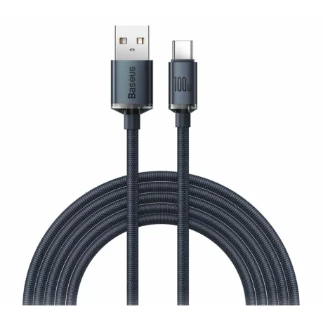 CABLU alimentare si date Baseus Crystal Shine, Fast Charging Data Cable pt. smartphone, USB la USB Type-C 100W, 1.2m, braided, negru &quot;CAJY000401&quot; (timbru verde 0.18 lei) - 6932172602802