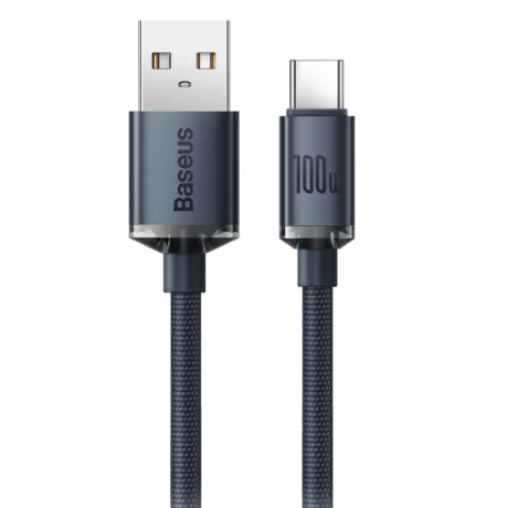 CABLU alimentare si date Baseus Crystal Shine, Fast Charging Data Cable pt. smartphone, USB la USB Type-C 100W, 1.2m, braided, negru &quot;CAJY000401&quot; (timbru verde 0.18 lei) - 6932172602802