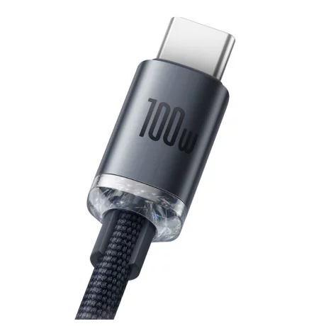 CABLU alimentare si date Baseus Crystal Shine, Fast Charging Data Cable pt. smartphone, USB la USB Type-C 100W, 1.2m, braided, negru &quot;CAJY000401&quot; (timbru verde 0.18 lei) - 6932172602802