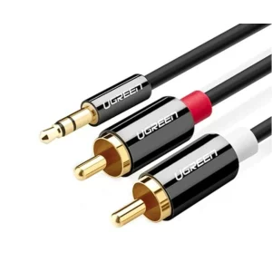 CABLU audio Ugreen, AV116 stereo 3.5 mm jack (T) la 2 x RCA (T), 1m, conectori auriti, negru 10749