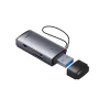 CARD READER extern Baseus Lite, interfata USB 3.0, citeste/scrie: SD, microSD viteza pana la 480Mbps,  suporta carduri maxim 512 GB, metalic, gri &quot;WKQX060013&quot; (timbru verde 0.03 lei) - 6932172608194