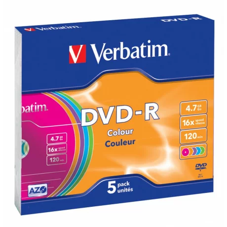 DVD-R COLOUR SURFACE, 16X, 4.7GB, Slim Case set 5 buc, &quot;43167-Pack&quot;