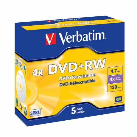 DVD+RW MATT SILVER SURFACE, 4X, 4.7GB, Jewel Case set 5 buc, &quot;43229-Pack&quot;