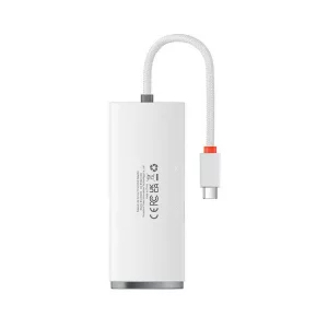 HUB extern Baseus Lite, porturi USB: USB 3.0 x 4, conectare prin USB Type-C, lungime 1m, alb, &quot;WKQX030402&quot; (timbru verde 0.8 lei) - 6932172606275