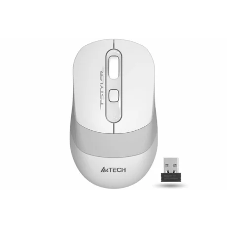 MOUSE A4tech, gaming, wireless, 2.4GHz, optic, 2000 dpi, butoane/scroll 4/1, buton selectare viteza,  alb/ gri, &quot;FG10 White&quot; (timbru verde 0.18 lei)