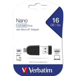 USB DRIVE 2.0 NANO 16GB STORE  N  STAY + OTG ADAPTER &quot;49821&quot; (timbru verde 0.03 lei)