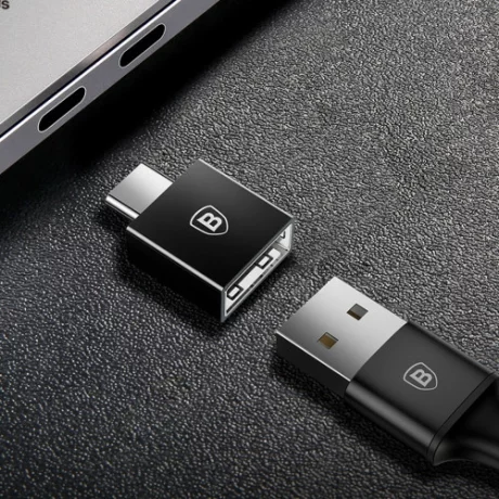 ADAPTOR Baseus Exquisite OTG, USB Type-C(T) to USB(M), negru &quot;CATJQ-B01&quot; (timbru verde 0.08 lei) - 6953156270336