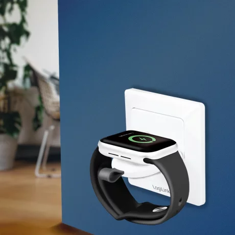ALIMENTATOR wireless LOGILINK, compatibil seria iWatch 5/4/3/2/1, 1 port wireless x 2.5W, 1 x USB (5V/1A), white, &quot;PA0245&quot; (timbru verde 0.18 lei)