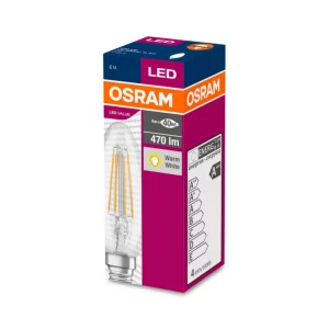 BEC LED Osram, soclu E14, putere 4W, forma lumanare, lumina alb calda, alimentare 220 - 240 V, &quot;000004058075288706&quot; (timbru verde 0.45 lei)