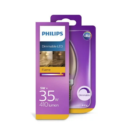 BEC LED Philips, soclu E14, putere 5W, forma lumanare, lumina alb calda, alimentare 220 - 240 V, &quot;000008718696750742&quot; (timbru verde 0.45 lei)