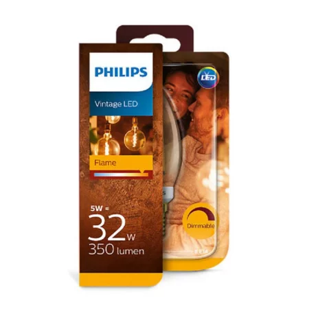 BEC LED Philips, soclu E14, putere 5W, forma lumanare, lumina alb calda, alimentare 220 - 240 V, &quot;000008718696814093&quot; (timbru verde 0.45 lei)