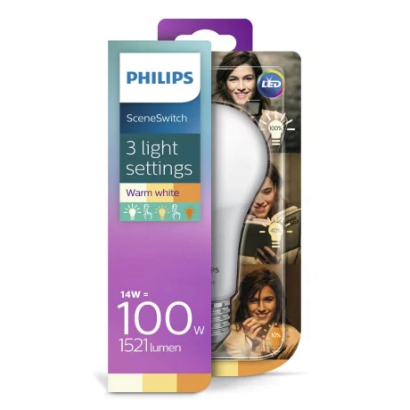 BEC LED Philips, soclu E27, putere 3.5W, 7W, 14W, forma clasic, lumina alb calda, alimentare 220 - 240 V, &quot;000008718696706794&quot; (timbru verde 0.45 lei)