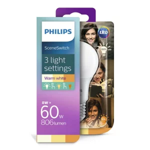 BEC LED Philips, soclu E27, putere 8W, forma clasic, lumina alb calda, alimentare 220 - 240 V, &quot;000008718696588840&quot; (timbru verde 0.45 lei)