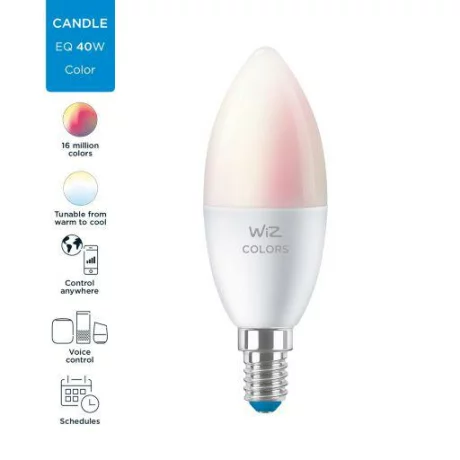 BEC smart LED Philips, soclu E14, putere 4.9W, forma lumanare, lumina multicolora, alimentare 220 - 240 V, &quot;000008718699787097&quot; (timbru verde 0.45 lei)