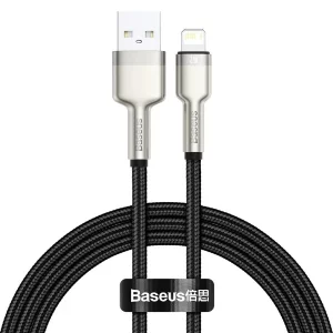 CABLU alimentare si date Baseus Cafule Metal, Fast Charging Data Cable pt. smartphone, USB la Lightning Iphone 2.4A, braided, 1m, negru &quot;CALJK-A01&quot; (timbru verde 0.08 lei) - 6953156202245