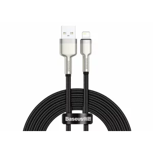 CABLU alimentare si date Baseus Cafule Metal, Fast Charging Data Cable pt. smartphone, USB la Lightning Iphone 2.4A, braided, 2m, negru &quot;CALJK-B01&quot; (timbru verde 0.08 lei) - 6953156202283