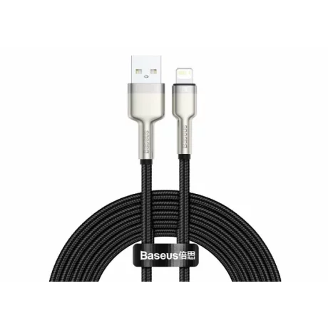 CABLU alimentare si date Baseus Cafule Metal, Fast Charging Data Cable pt. smartphone, USB la Lightning Iphone 2.4A, braided, 2m, negru &quot;CALJK-B01&quot; (timbru verde 0.08 lei) - 6953156202283