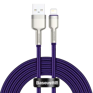 CABLU alimentare si date Baseus Cafule Metal, Fast Charging Data Cable pt. smartphone, USB la Lightning Iphone 2.4A, braided, 2m, violet &quot;CALJK-B05&quot; (timbru verde 0.08 lei) - 6953156202306