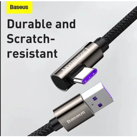 CABLU alimentare si date Baseus Legend Elbow, Fast Charging Data Cable pt. smartphone, USB la USB Type-C 66W, braided, 2m, negru &quot;CATCS-C01&quot; (timbru verde 0.08 lei) - 6953156207547