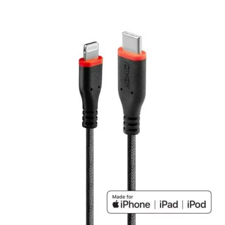 CABLU alimentare si date Lindy pt.smartphone  Lightning (T) la USB Type-C (T), 2 m, PVC, negru, &quot;LY-31287&quot; (timbru verde 0.08 lei)