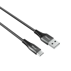 CABLU alimentare smartphone Trust, USB Type-C (T) la USB 2.0 (T), material impletit (braided), lungime 1 m, negru, &quot;TR-23571&quot; (timbru verde 0.08 lei)