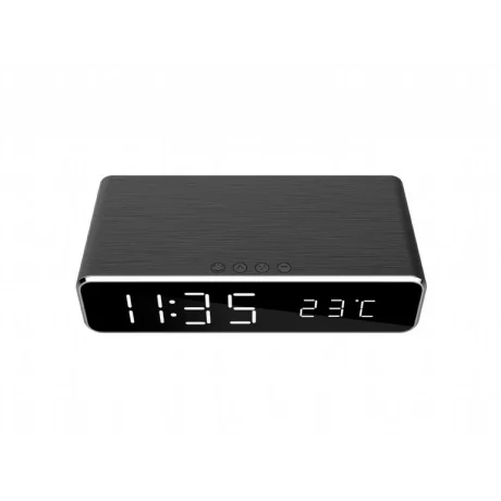 CEAS digital + ALIMENTATOR wireless GEMBIRD, display LCD ora/data/alarma/temperatura, black, &quot;DAC-WPC-01&quot; (timbru verde 0.18 lei)