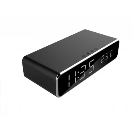 CEAS digital + ALIMENTATOR wireless GEMBIRD, display LCD ora/data/alarma/temperatura, black, &quot;DAC-WPC-01&quot; (timbru verde 0.18 lei)