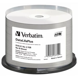 DVD-R DL+ WHITE WIDE THERMAL PRINTABLE SURFACE NO-ID, 16X, 4.7GB, Spindle 50 buc, &quot;43755&quot;