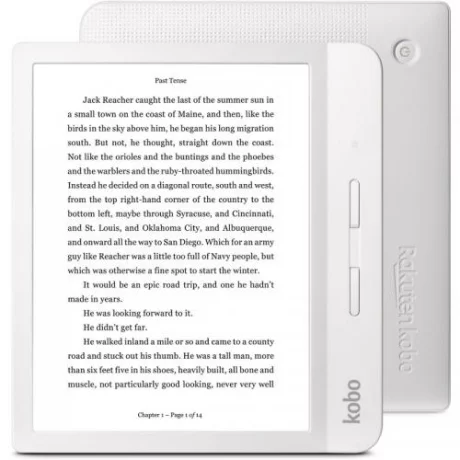 eREADER KOBO LibraH2O 7&quot;, rez 1680 x 1264, 8 GB, display iluminat, micro USB, alb, &quot;N873-KU-WH-K-EP&quot; (timbru verde 0.80 lei)