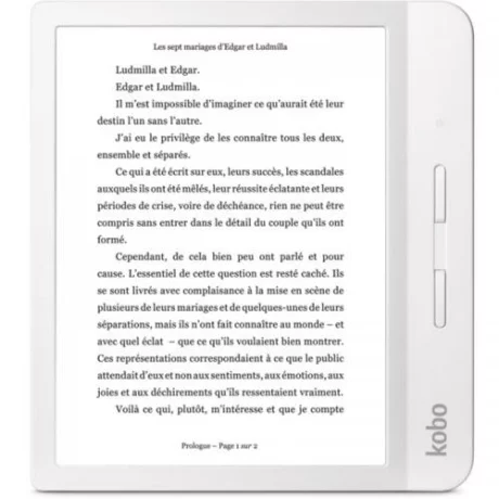 eREADER KOBO LibraH2O 7&quot;, rez 1680 x 1264, 8 GB, display iluminat, micro USB, alb, &quot;N873-KU-WH-K-EP&quot; (timbru verde 0.80 lei)
