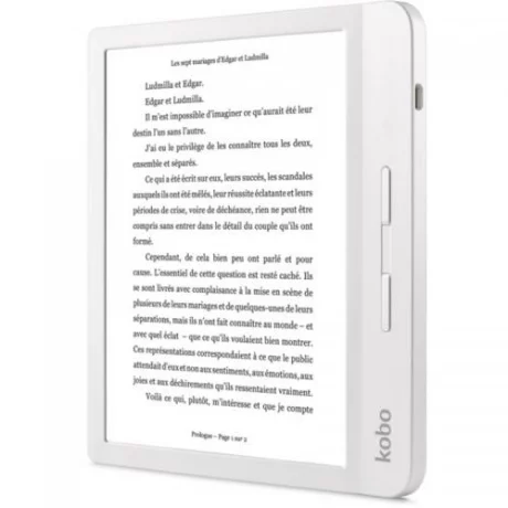 eREADER KOBO LibraH2O 7&quot;, rez 1680 x 1264, 8 GB, display iluminat, micro USB, alb, &quot;N873-KU-WH-K-EP&quot; (timbru verde 0.80 lei)
