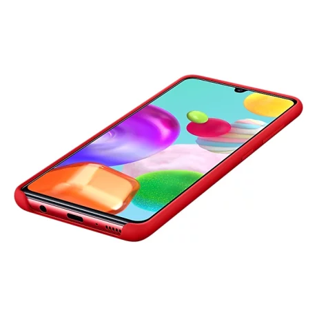 HUSA Smartphone Samsung, pt Galaxy A41, tip back cover (protectie spate), silicon, ultrasubtire, rosu, &quot;EF-PA415TREGEU&quot;
