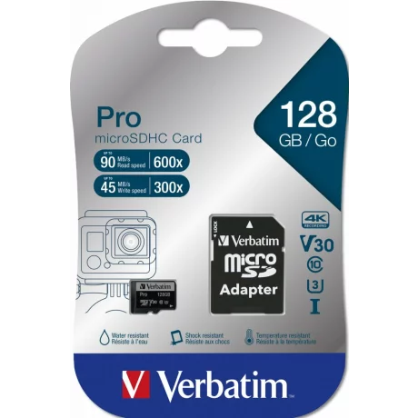 MICRO SDXC CARD PRO UHS-3 128GB CLASS 10 INCL ADAPTOR &quot;47044&quot; (timbru verde 0.03 lei)
