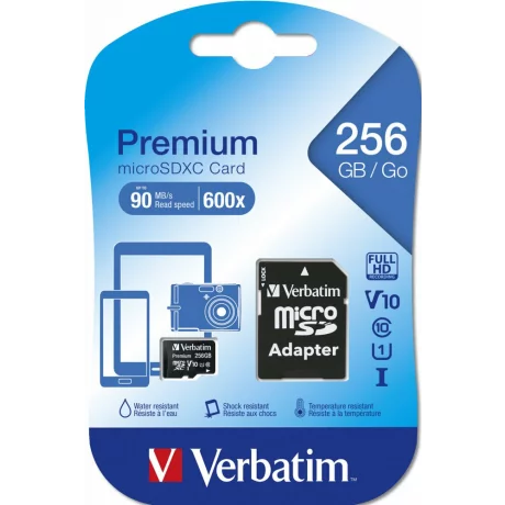 MICRO SDXC PREMIUM 256GB CLASS 10 INC ADAPTER &quot;44087&quot; (timbru verde 0.03 lei)