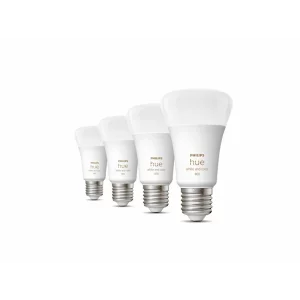 Set 4 becuri smart LED Philips, soclu E27, putere 6.5 W, forma clasic, lumina multicolora, alimentare 220 - 240 V, &quot;8719514328402&quot; (timbru verde 1.80 lei)