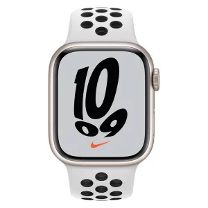 SMARTWATCH Apple Watch Nike S7 GPS, 41mm  Starlight Aluminium Case with Pure Platinum/Black Nike Sport Band &quot;mkn33wb/a&quot; (include timbru verde 0.45 lei)