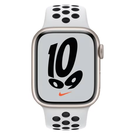 SMARTWATCH Apple Watch Nike S7 GPS, 41mm  Starlight Aluminium Case with Pure Platinum/Black Nike Sport Band &quot;mkn33wb/a&quot; (include timbru verde 0.45 lei)