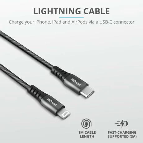 Trust Keyla Strong USB-C To Lightning 1m &quot;TR-23766&quot; (timbru verde 0.08 lei)
