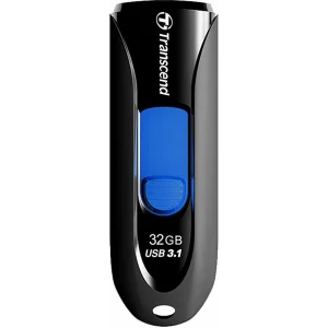 USB 3.1 TRANSCEND  32GB JetFlash, clasic, conector USB retractabil, Black, &quot;TS32GJF790K&quot;(include timbru verde 0.01 lei)