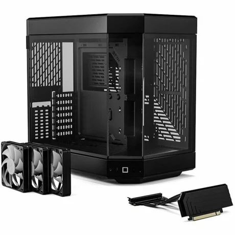 Carcasa HYTE Y60, Premium ATX, 3 elemente sticla securizata, dual-chamber, riser PCIe inclus, Negru