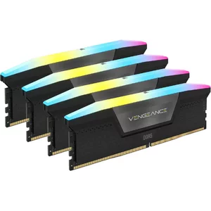 Memorie RAM Corsair Vengeance RGB 192GB, DDR5, 5200MHz, CL38, 4x48GB, 1.25V, Negru