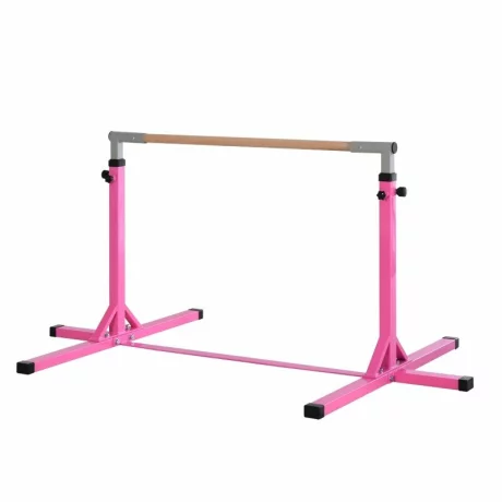 Bara de gimnastica copii, Otel/Lemn, 200x120x150 cm, 75 kg, Roz