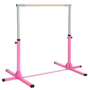 Bara de gimnastica copii, Otel/Lemn, 200x120x150 cm, 75 kg, Roz
