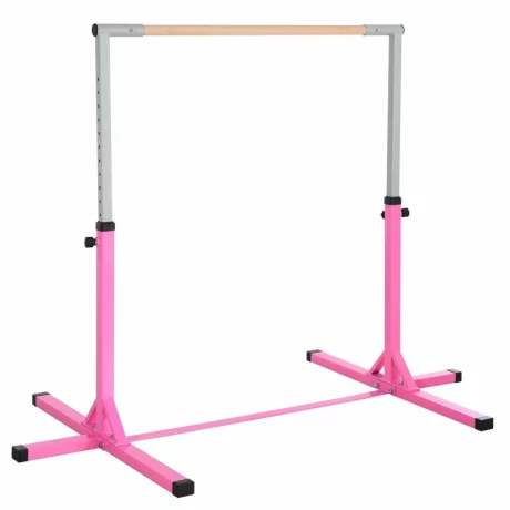Bara de gimnastica copii, Otel/Lemn, 200x120x150 cm, 75 kg, Roz