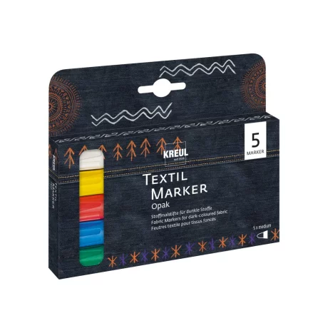 Marker pentru textile Opak Kreul vârf Mediu 5 buc/set