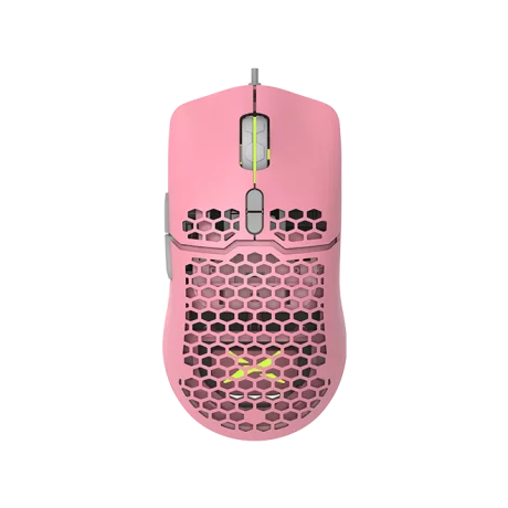 MOUSE DELUX, gaming, cu fir, USB, optic, 7200 dpi, roz