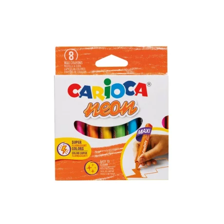 Creioane cerate Carioca Jumbo Neon 8 culori/set