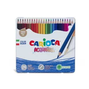 Creioane colorate CARIOCA Aquarell 24/set, în cutie metalică