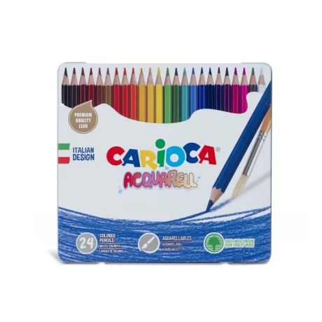 Creioane colorate Carioca Aquarell 24/cutie metalică